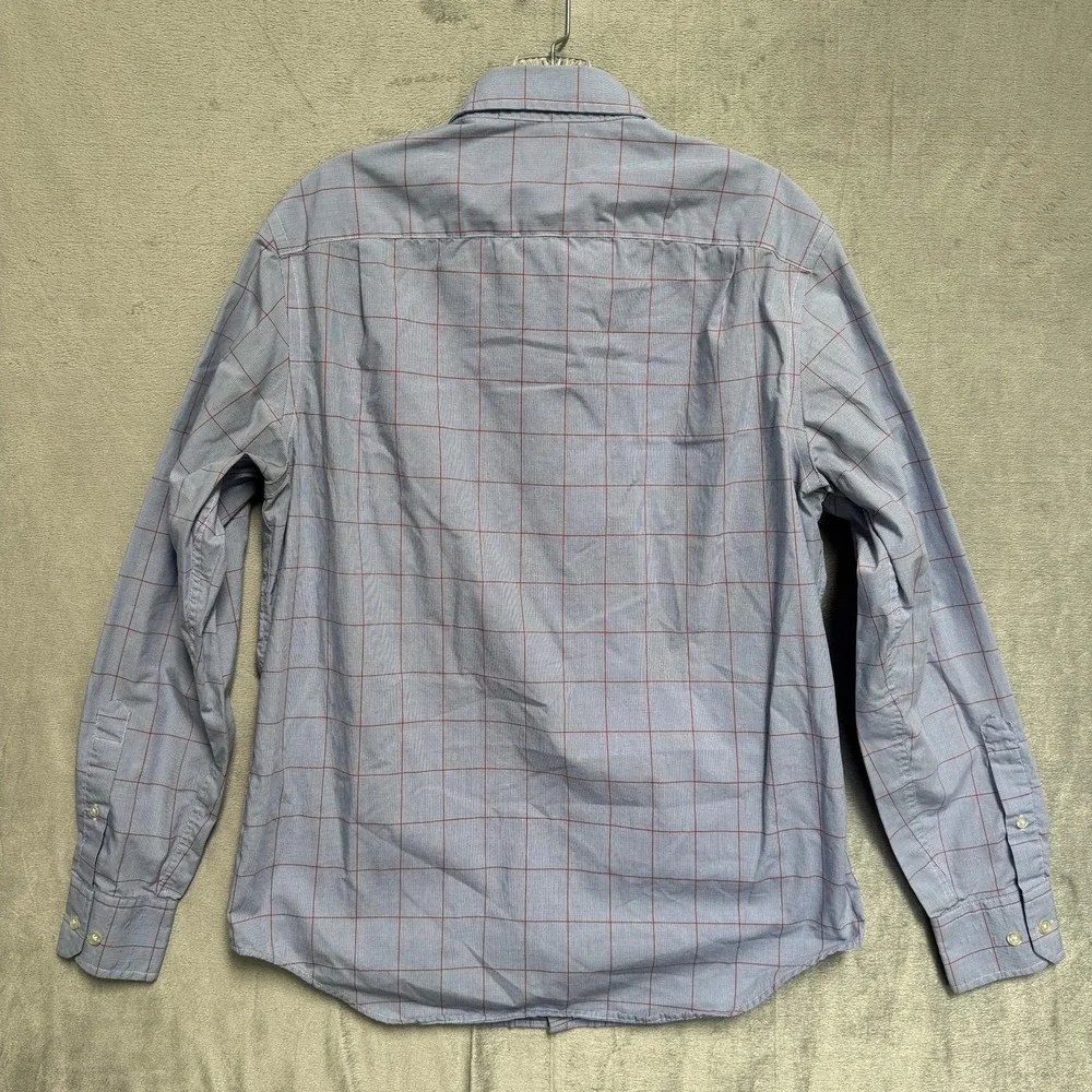 Banana Republic Dress Shirt Mens 14-14.5 Blue Check Non Iron Classic Fit‎
